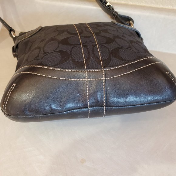 Like New Coach Black Signature Canvas Shoulder Bag Purse 3577 - Picture 8 of 16